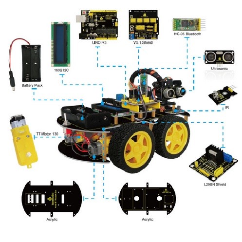 p 2 6 8 2 2682 Kit chassis robot 4 roues module Bluetooth multi fonctions avec manuel dutilisation